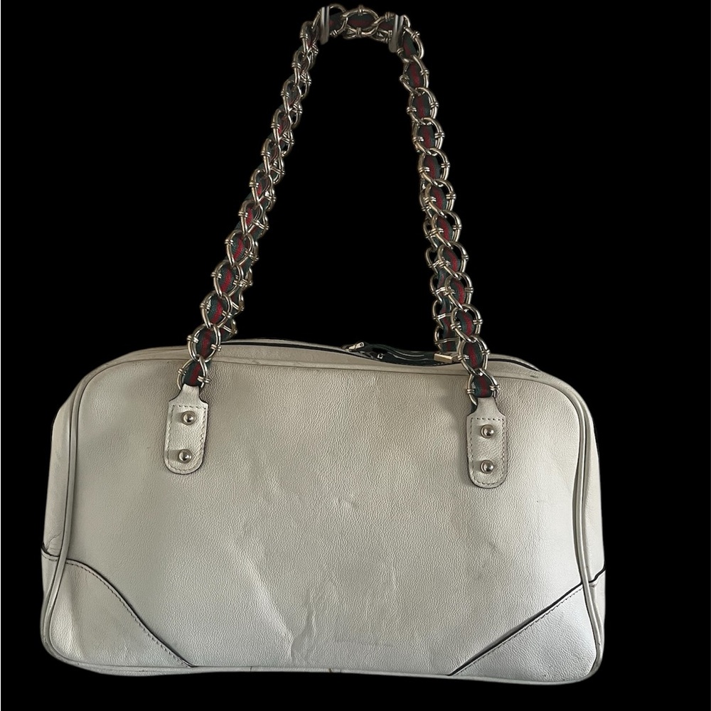 Gucci Vintage Ivory Leather Capri Shoulder/ Handbag with Gold Chain - Picture 6 of 12